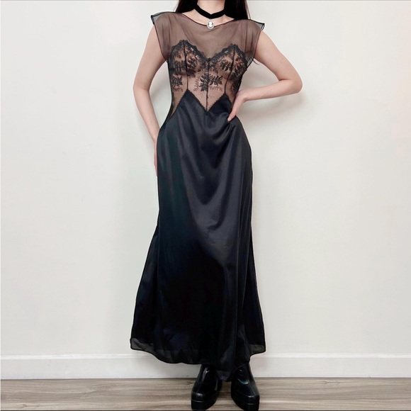 Val Mode Vintage Boho Whimsigoth Lace Sheer Nightgown Dress - Picture 1 of 10